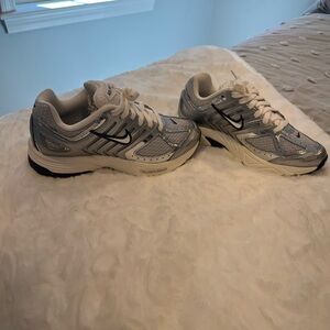 Women's Silver and White Athletic Shoes